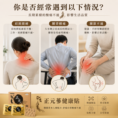 正元蔘健康貼｜韓國人蔘草本舒緩貼（40片裝）